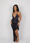 BLACK/BLUE LACE LONG DRESS